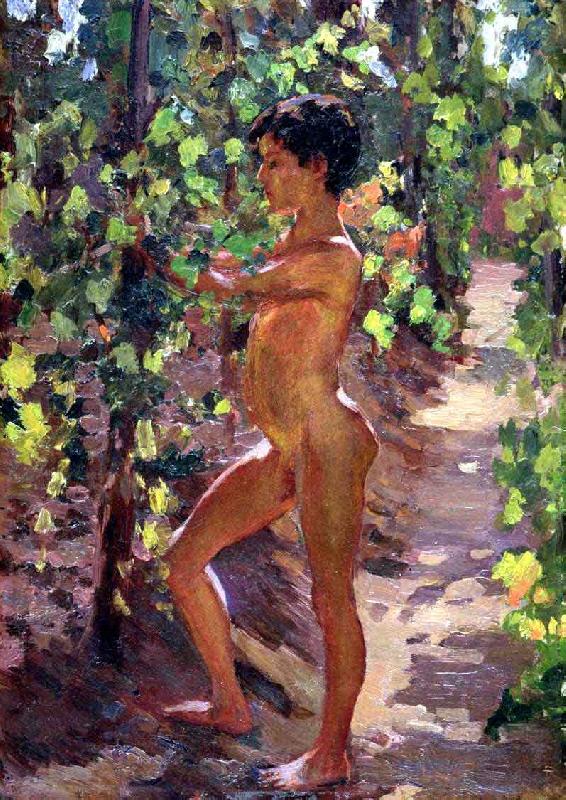 Carleton E.Watkins Study for Boys picking grapes at Capri Norge oil painting art